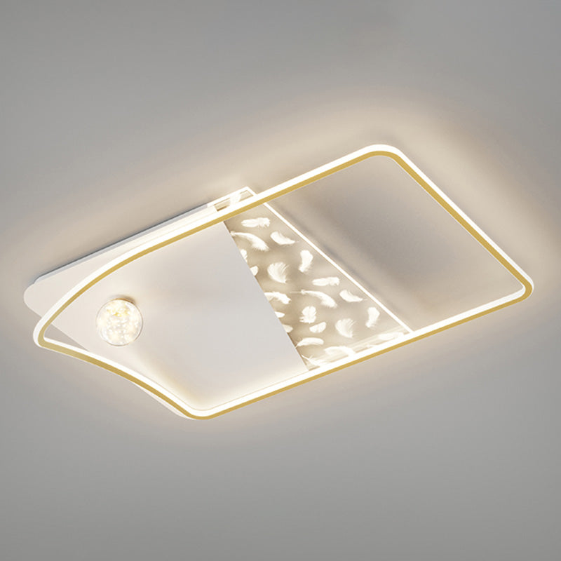 Plafonnier LED moderne et créatif en plumes, 3 lumières en fer, pour salon et chambre à coucher