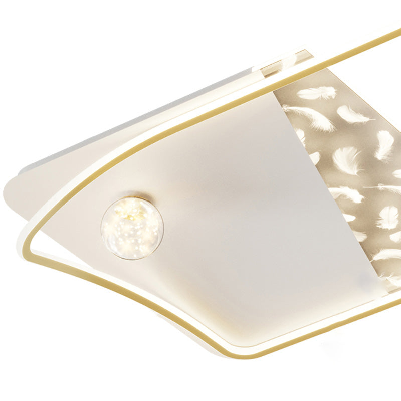 Plafonnier LED moderne et créatif en plumes, 3 lumières en fer, pour salon et chambre à coucher