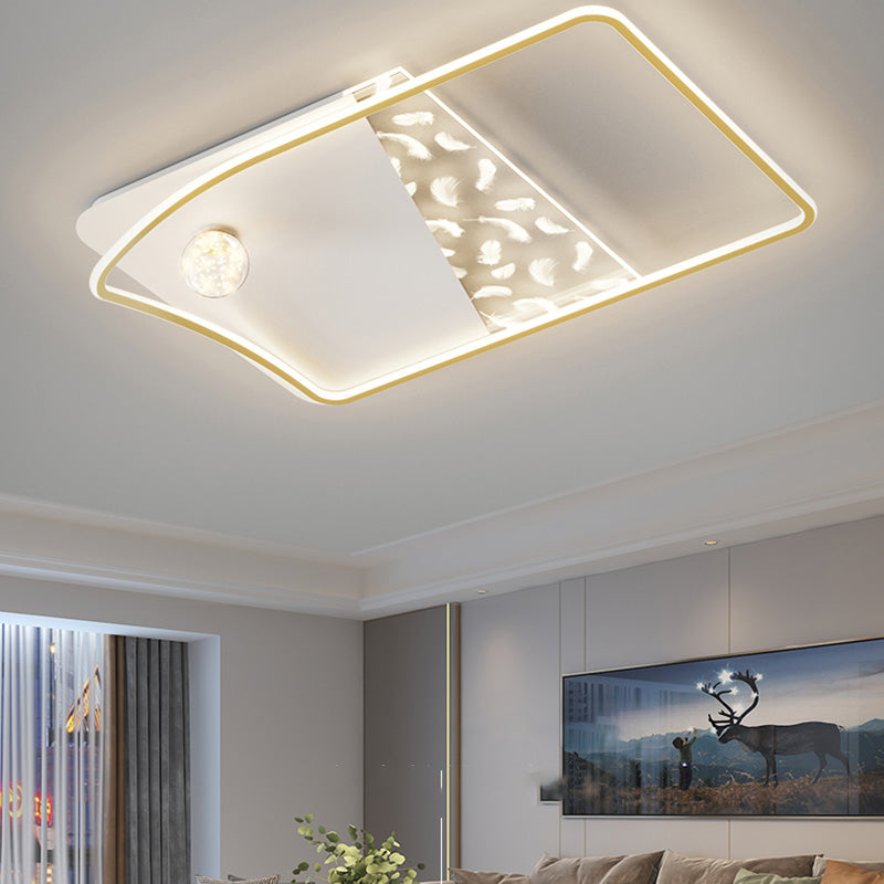 Plafonnier LED moderne et créatif en plumes, 3 lumières en fer, pour salon et chambre à coucher