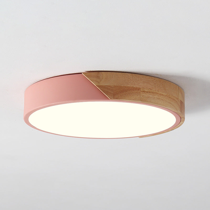 Modern Simple Macaroon Style Round Shape LED Ceiling Lamp Iron 1 Light for Living Room Balcony