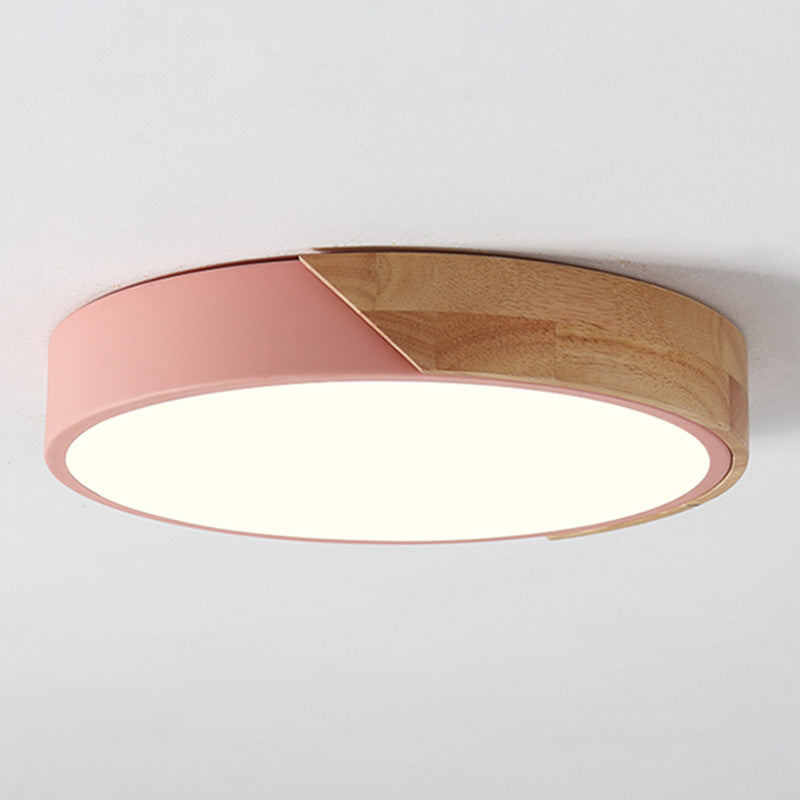 Modern Simple Macaroon Style Round Shape LED Ceiling Lamp Iron 1 Light for Living Room Balcony