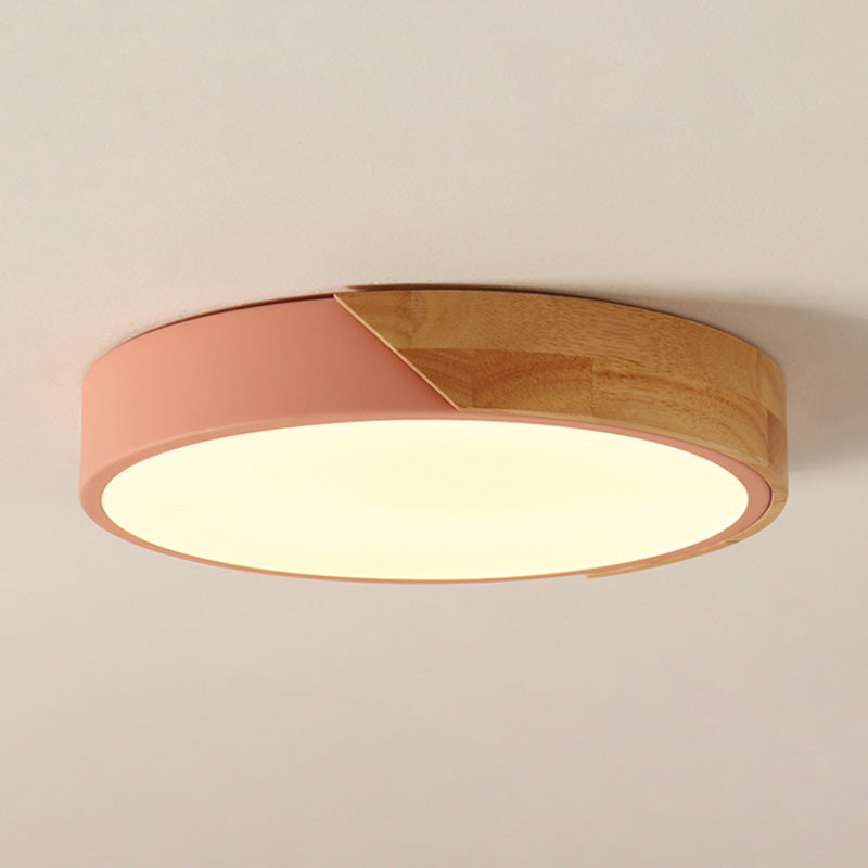 Modern Simple Macaroon Style Round Shape LED Ceiling Lamp Iron 1 Light for Living Room Balcony