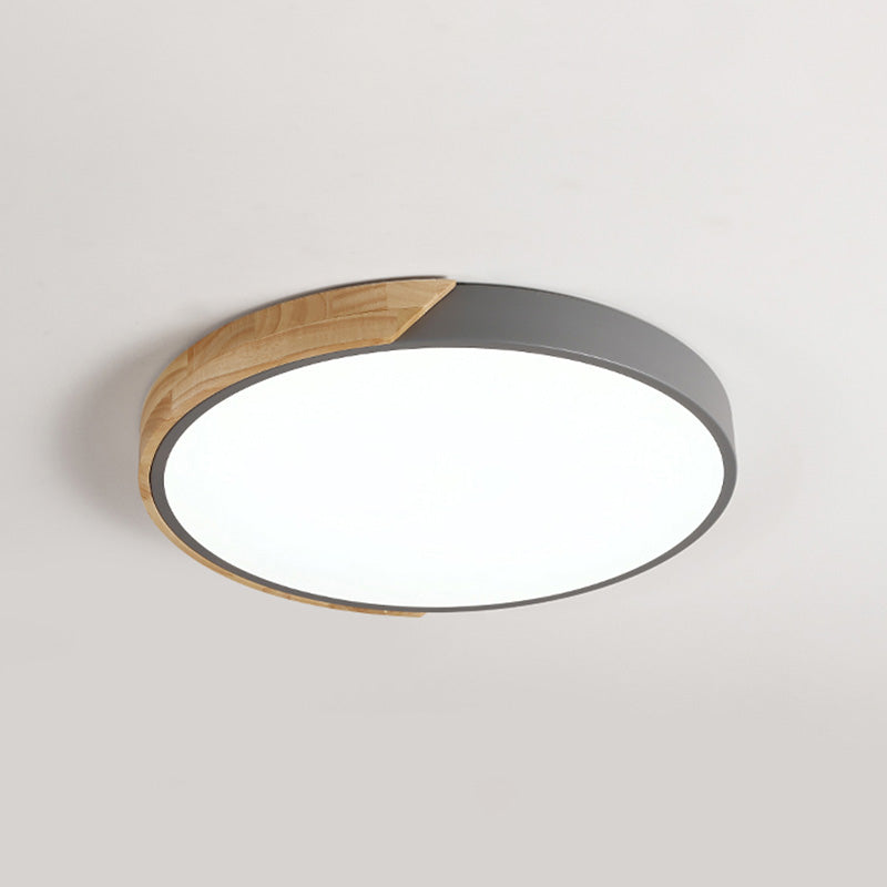 Modern Simple Macaroon Style Round Shape LED Ceiling Lamp Iron 1 Light for Living Room Balcony