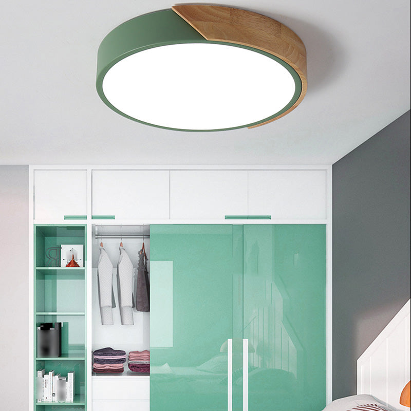 Modern Simple Macaroon Style Round Shape LED Ceiling Lamp Iron 1 Light for Living Room Balcony