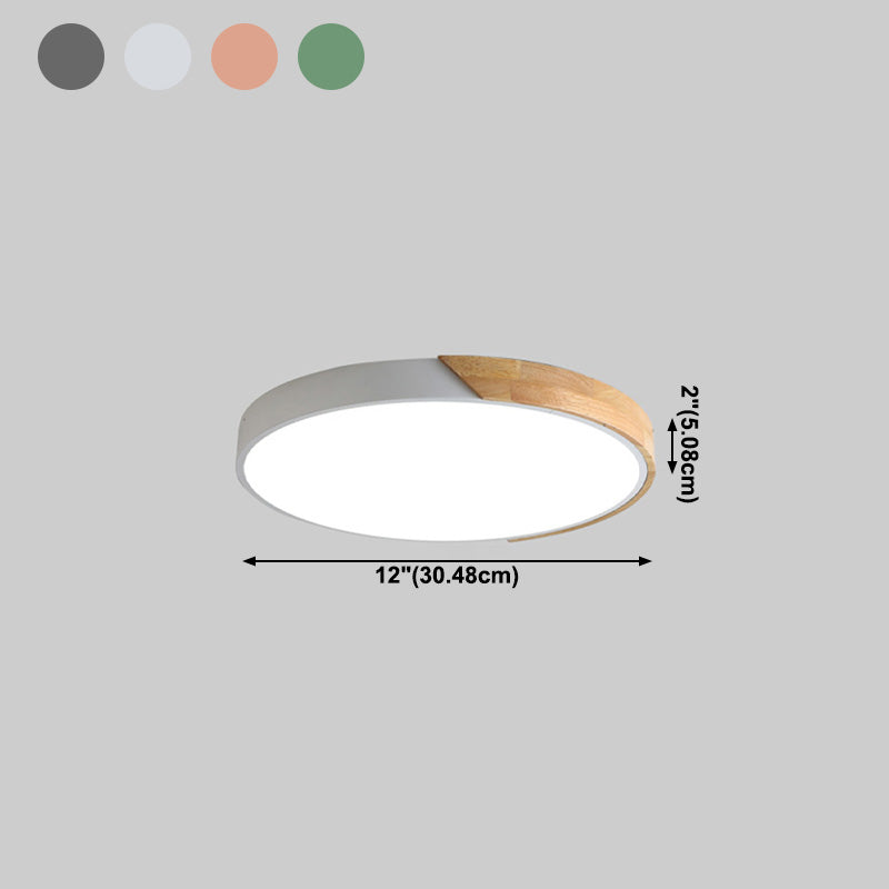 Modern Simple Macaroon Style Round Shape LED Ceiling Lamp Iron 1 Light for Living Room Balcony