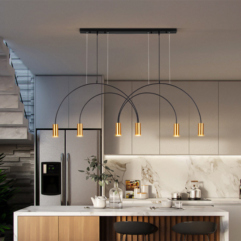 Cylinder Island Lights Contemporary Metal Island Chandelier Lights for Kitchen