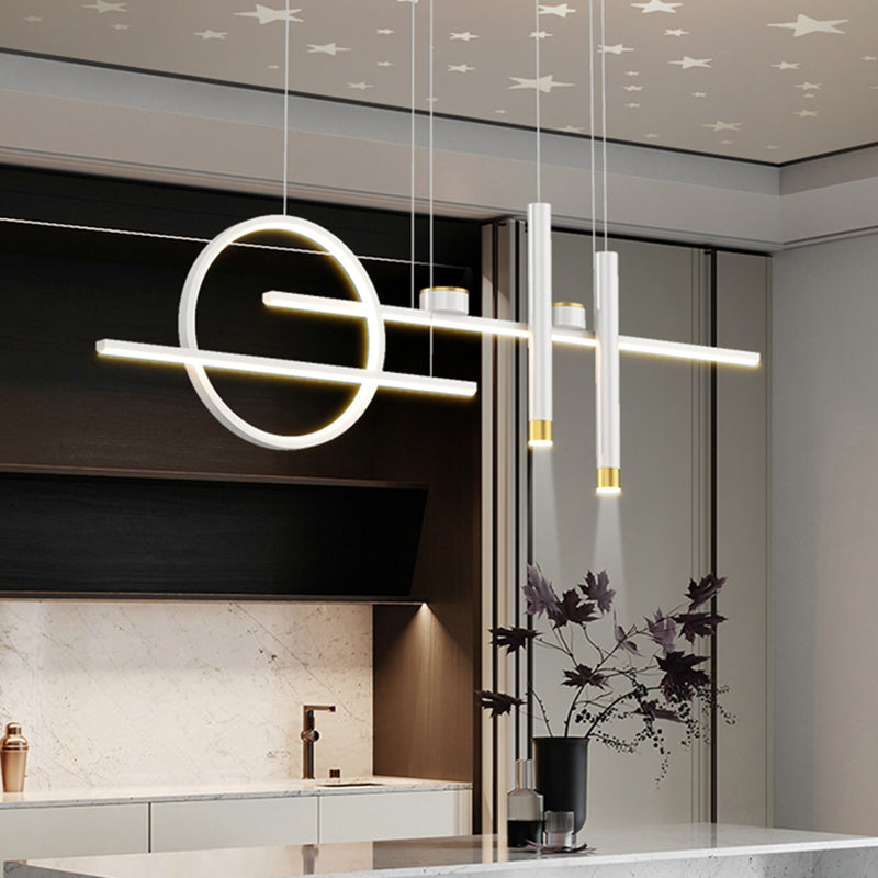 Cylinder Shape Island Lights Contemporary Style Metal 7 Light Island Lighting