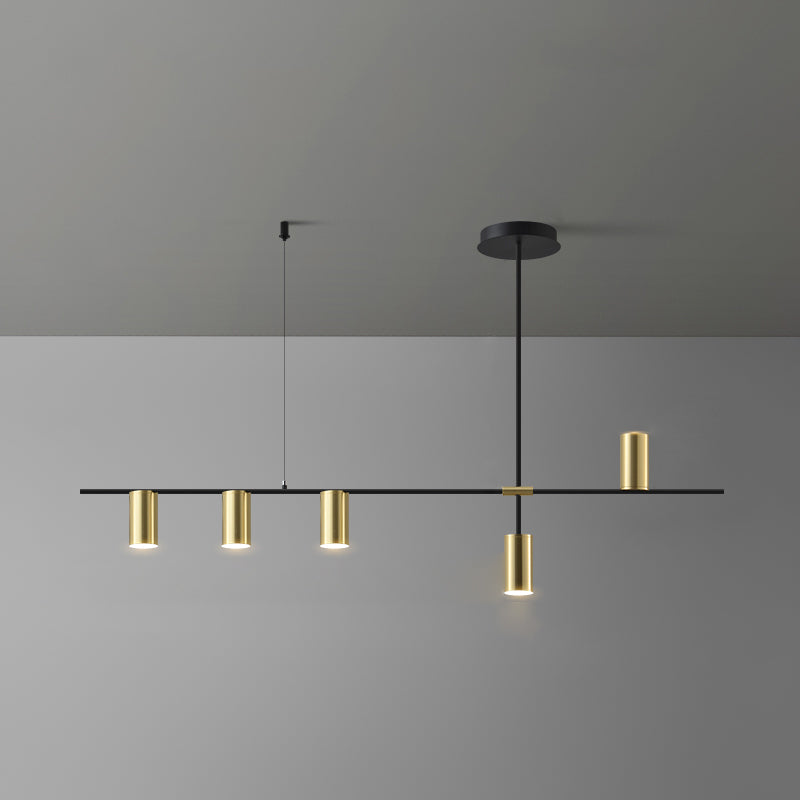 Linear Cylinder Lighting Fixtures Contemporary Metal Island Pendants for Kitchen