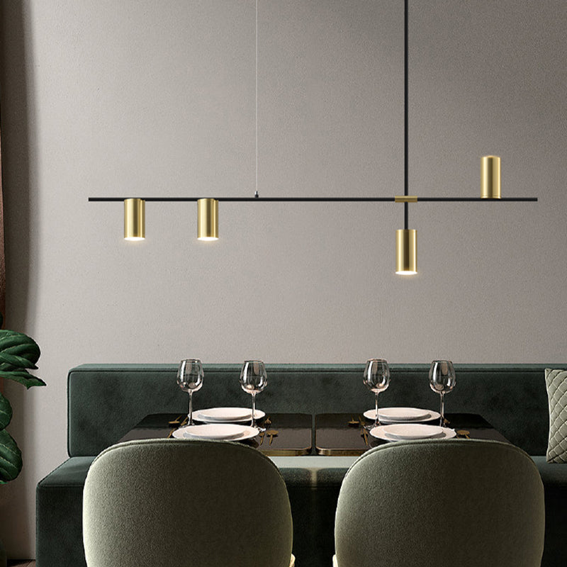 Linear Cylinder Lighting Fixtures Contemporary Metal Island Pendants for Kitchen