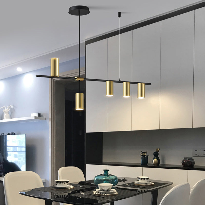 Linear Cylinder Lighting Fixtures Contemporary Metal Island Pendants for Kitchen