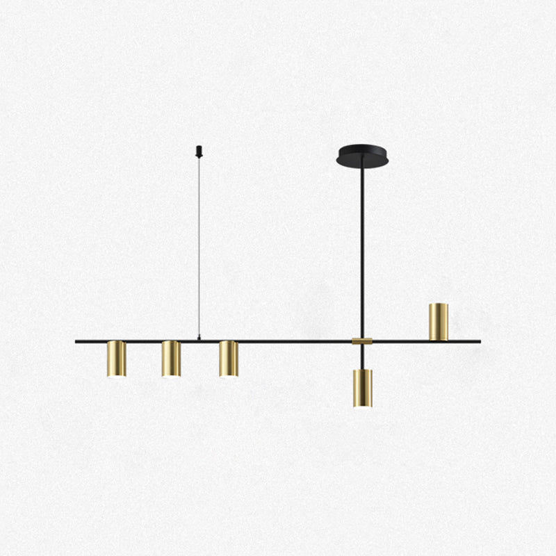 Linear Cylinder Lighting Fixtures Contemporary Metal Island Pendants for Kitchen