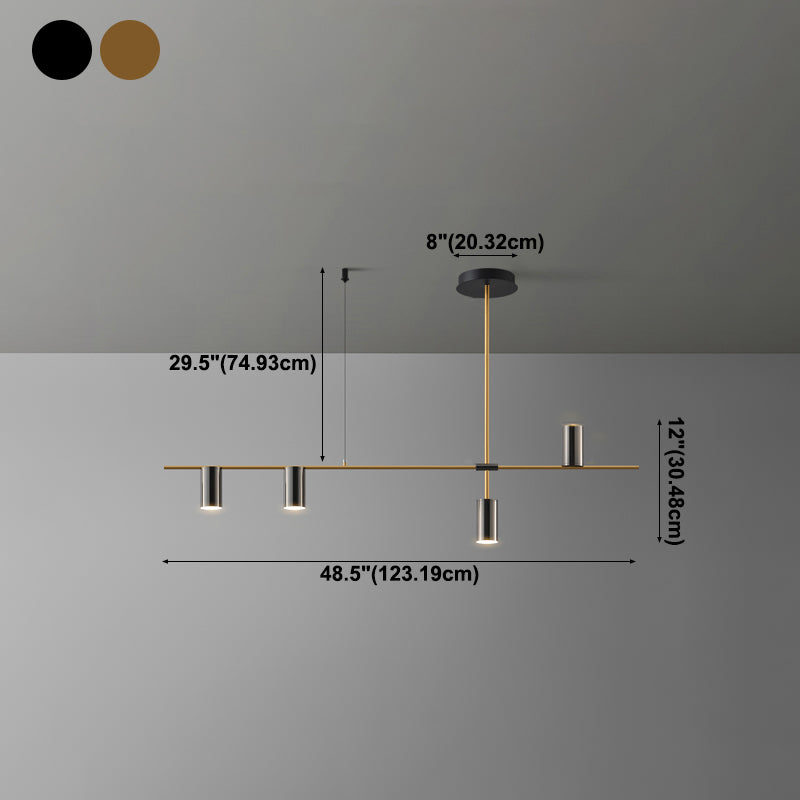 Linear Cylinder Lighting Fixtures Contemporary Metal Island Pendants for Kitchen