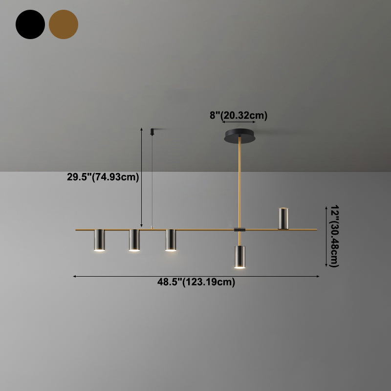 Linear Cylinder Lighting Fixtures Contemporary Metal Island Pendants for Kitchen