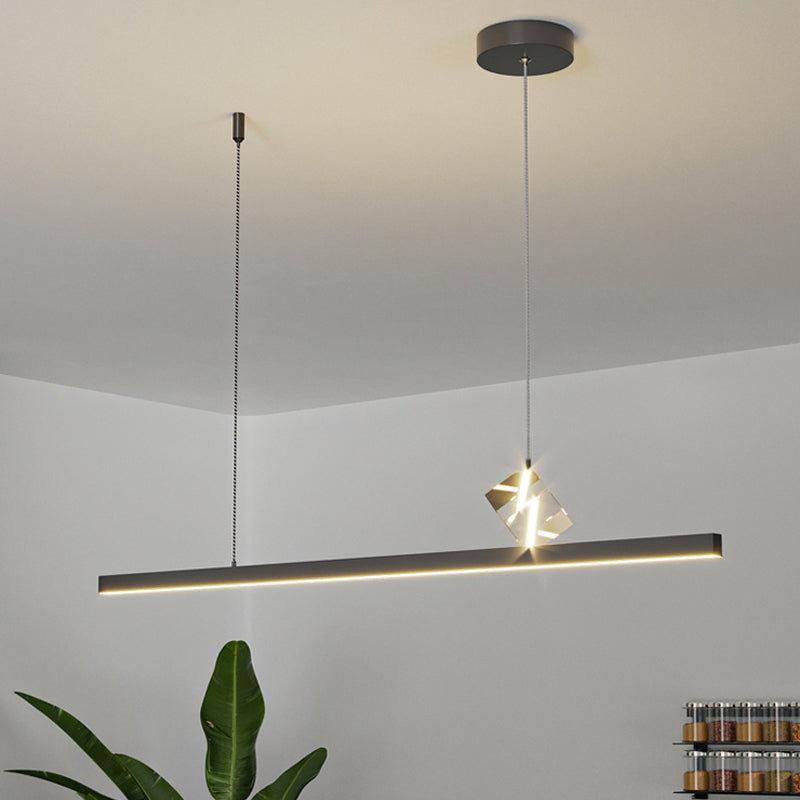 1 Light Linear Island Lighting Fixtures Contemporary Metal Island Pendants for Dining Room