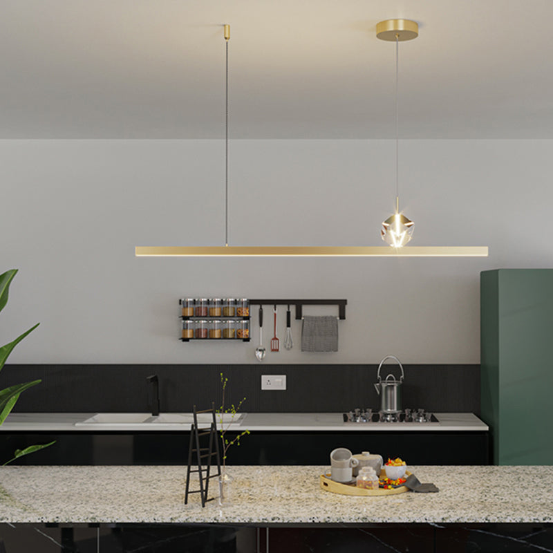 1 Light Linear Island Lighting Fixtures Contemporary Metal Island Pendants for Dining Room