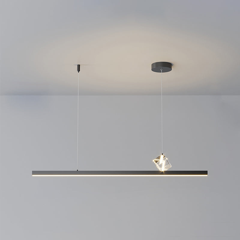1 Light Linear Island Lighting Fixtures Contemporary Metal Island Pendants for Dining Room