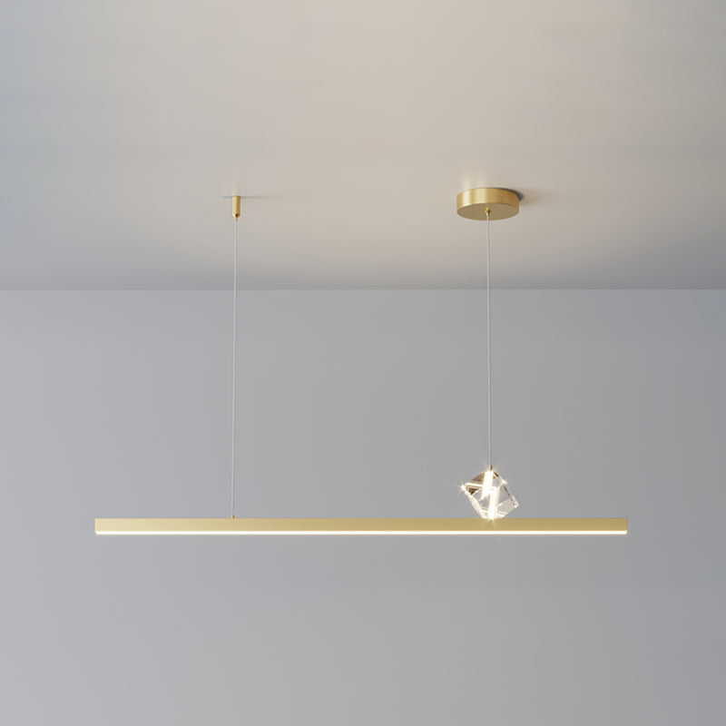 1 Light Linear Island Lighting Fixtures Contemporary Metal Island Pendants for Dining Room