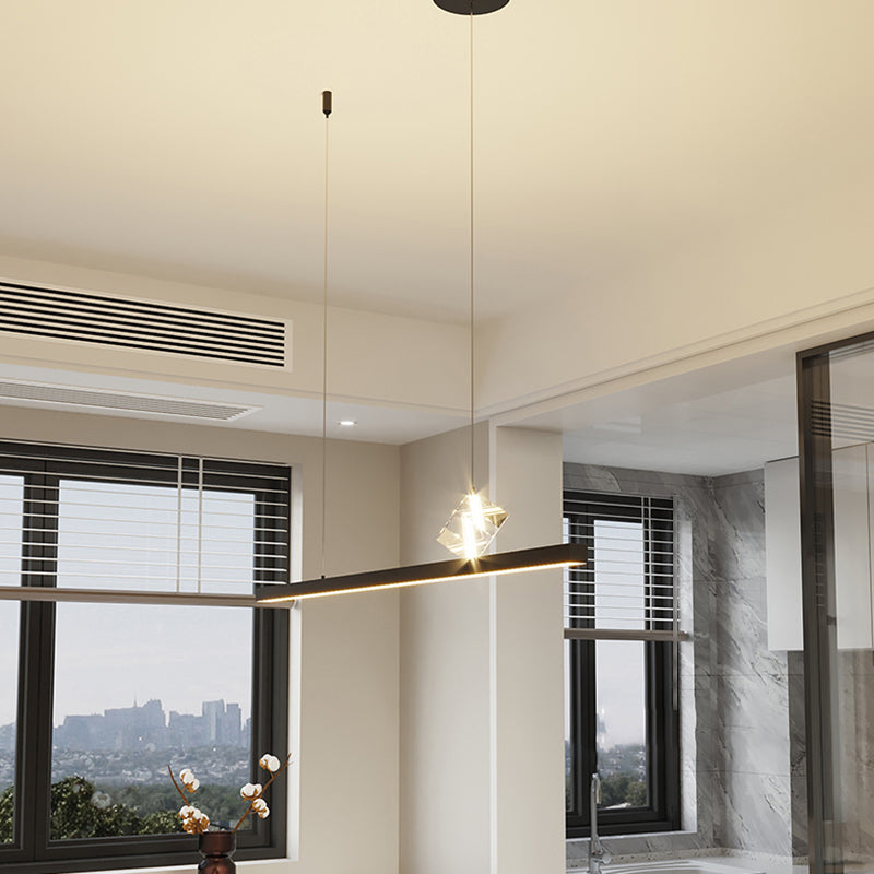 1 Light Linear Island Lighting Fixtures Contemporary Metal Island Pendants for Dining Room