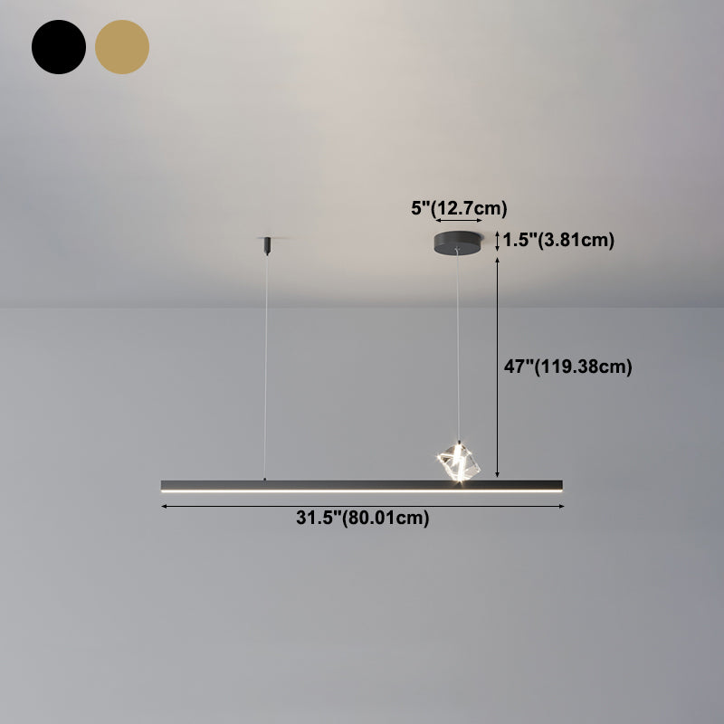 1 Light Linear Island Lighting Fixtures Contemporary Metal Island Pendants for Dining Room