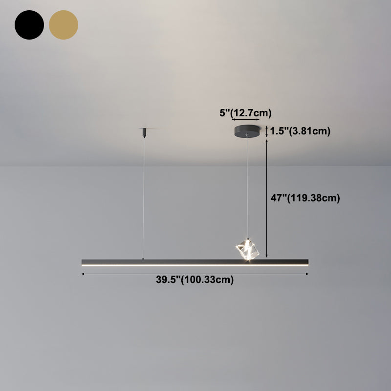 1 Light Linear Island Lighting Fixtures Contemporary Metal Island Pendants for Dining Room