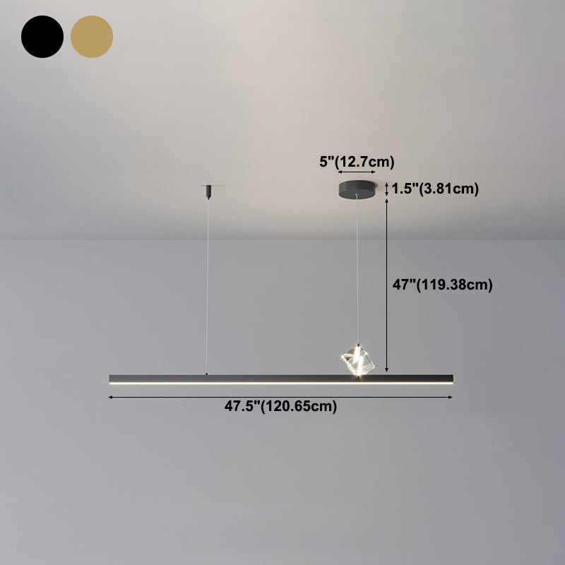 1 Light Linear Island Lighting Fixtures Contemporary Metal Island Pendants for Dining Room