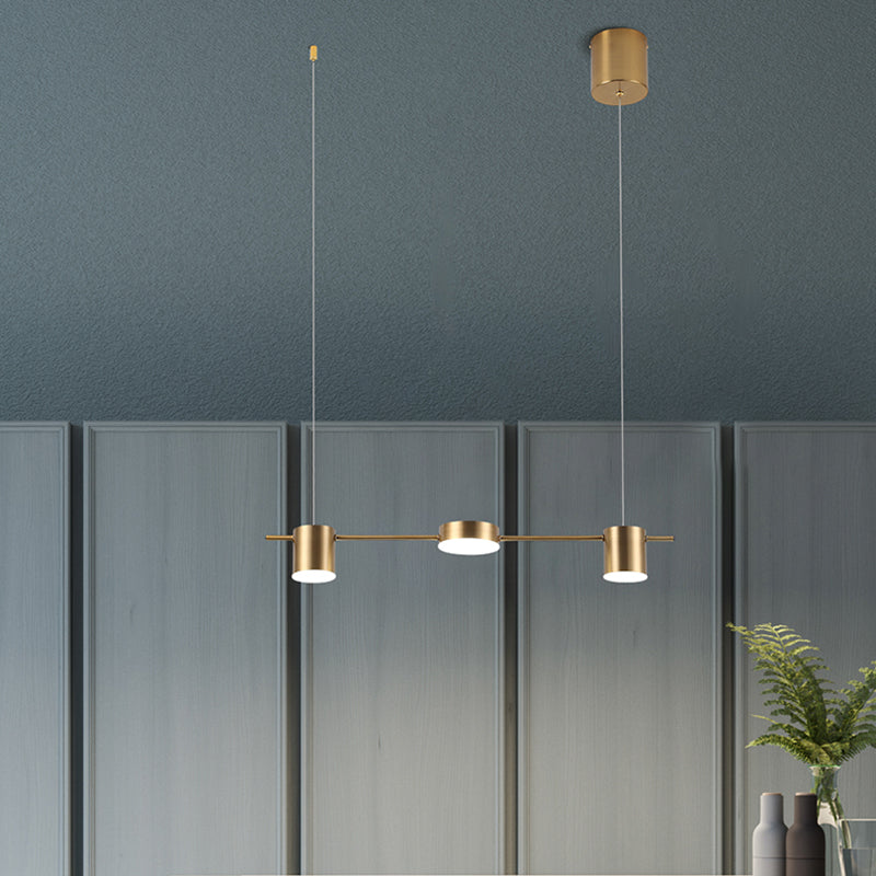 Cylinder Island Lighting Fixtures Contemporary Metal Island Chandelier Lights for Kitchen