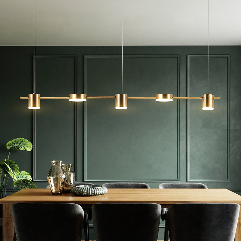 Cylinder Island Lighting Fixtures Contemporary Metal Island Chandelier Lights for Kitchen