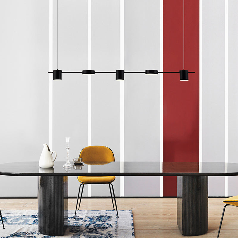 Cylinder Island Lighting Fixtures Contemporary Metal Island Chandelier Lights for Kitchen