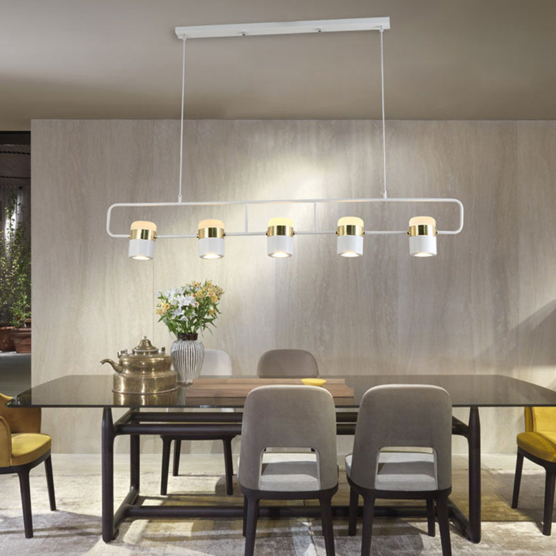 Cylinder Island Lighting Contemporary Metal Island Chandelier Lights for Kitchen