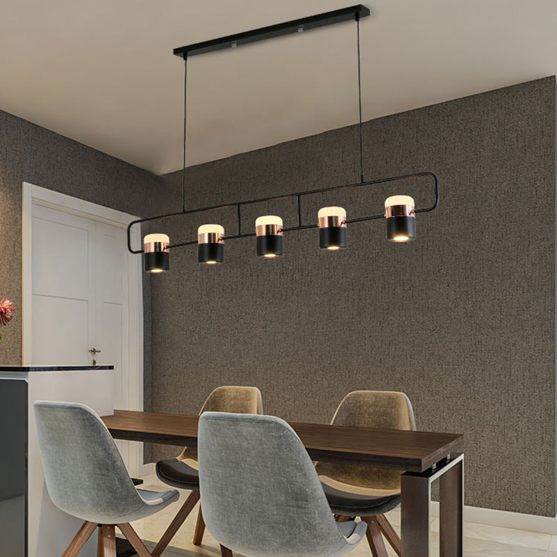 Cylinder Island Lighting Contemporary Metal Island Chandelier Lights for Kitchen