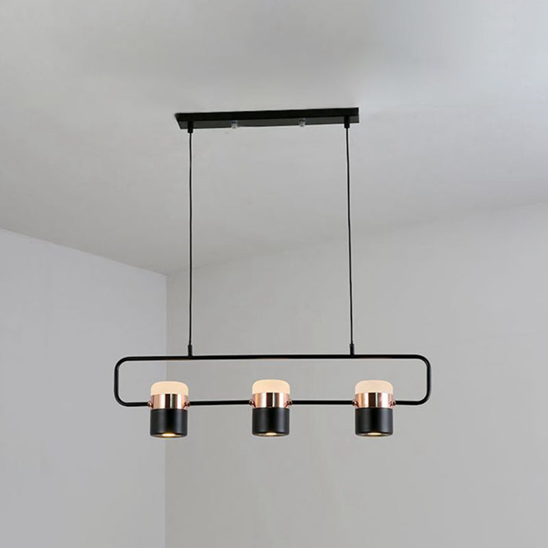 Cylinder Island Lighting Contemporary Metal Island Chandelier Lights for Kitchen