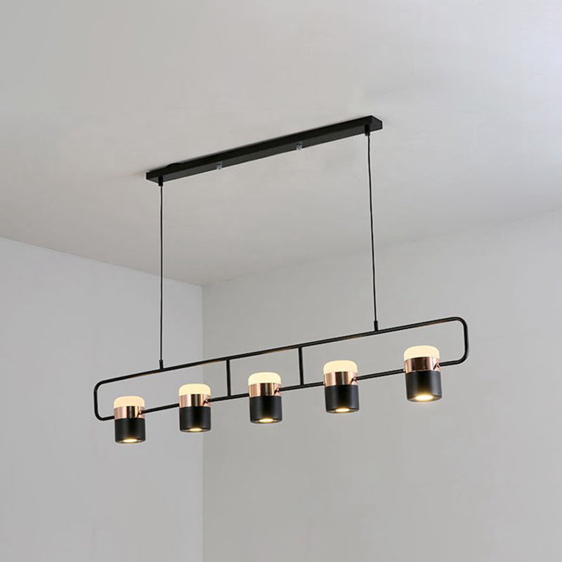 Cylinder Island Lighting Contemporary Metal Island Chandelier Lights for Kitchen