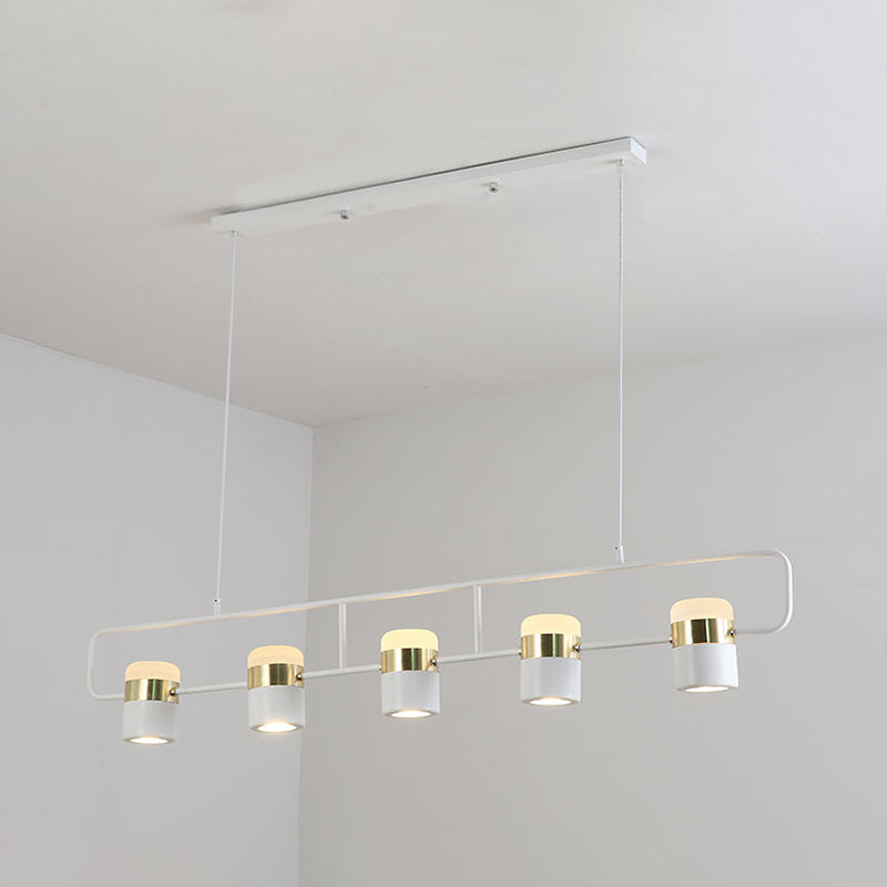 Cylinder Island Lighting Contemporary Metal Island Chandelier Lights for Kitchen