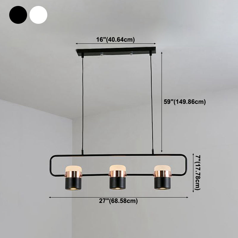 Cylinder Island Lighting Contemporary Metal Island Chandelier Lights for Kitchen