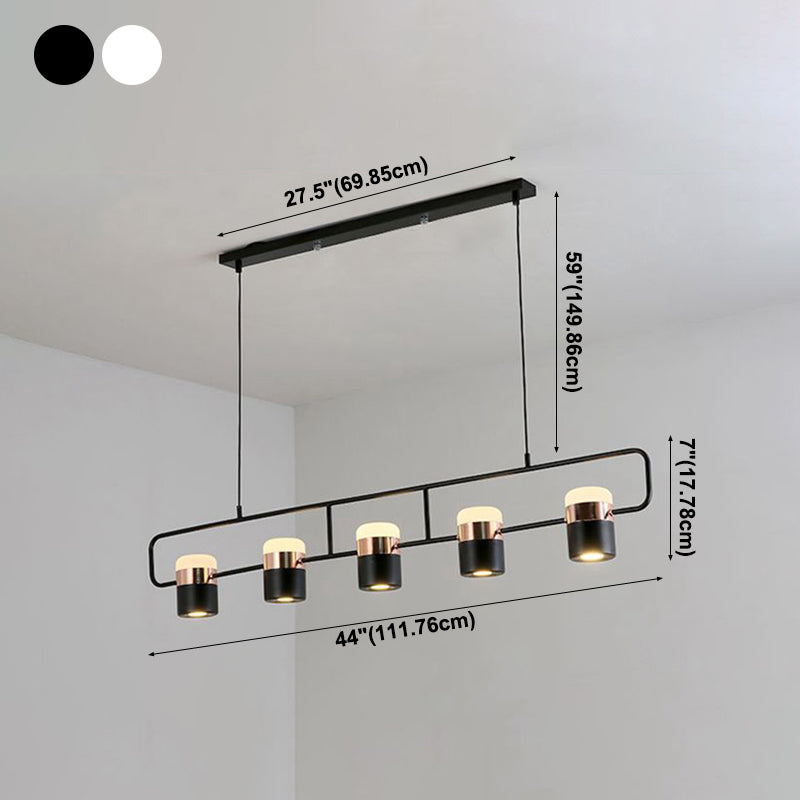 Cylinder Island Lighting Contemporary Metal Island Chandelier Lights for Kitchen