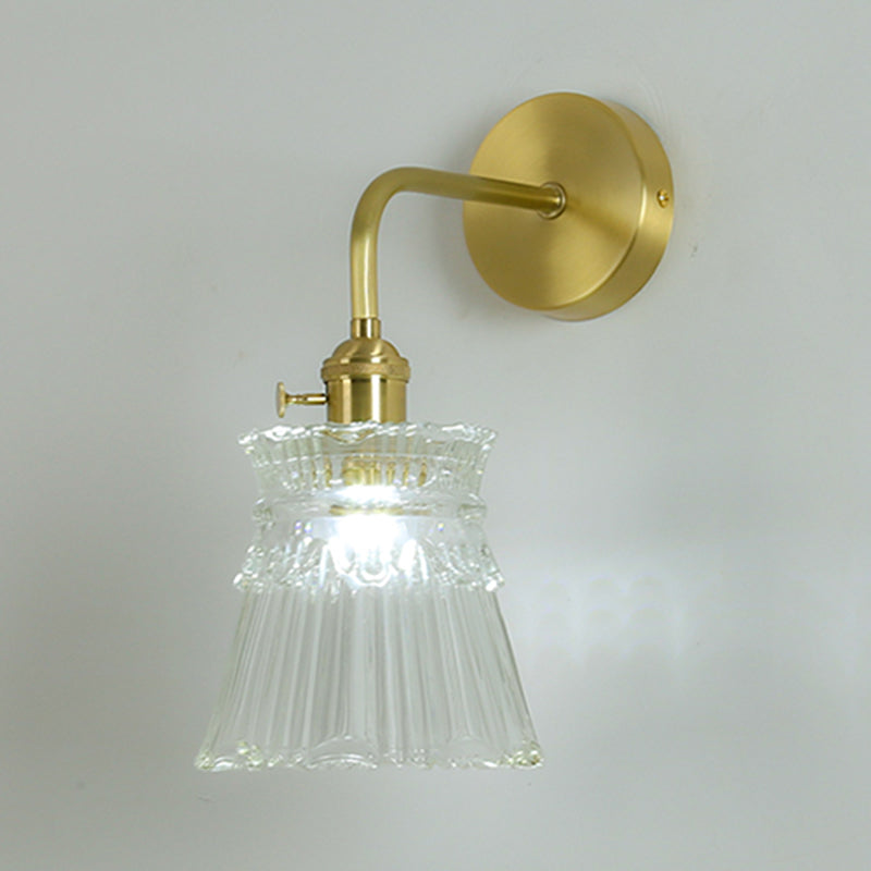 Geometric Glass Wall Light Modern Style 1 Light Wall Mount Light Fixture in Gold