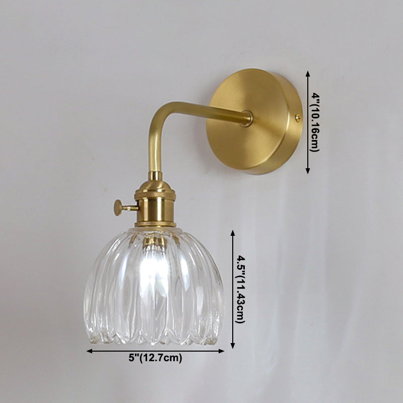 Geometric Glass Wall Light Modern Style 1 Light Wall Mount Light Fixture in Gold