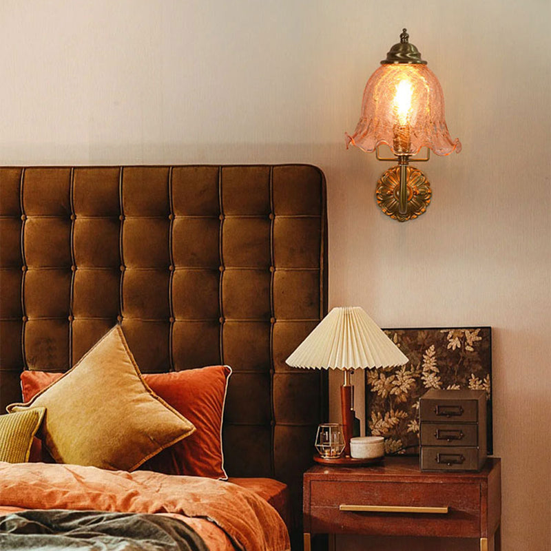 Unique Shape Glass Wall Light Modern Single Light Wall Mount Light Fixture in Brass