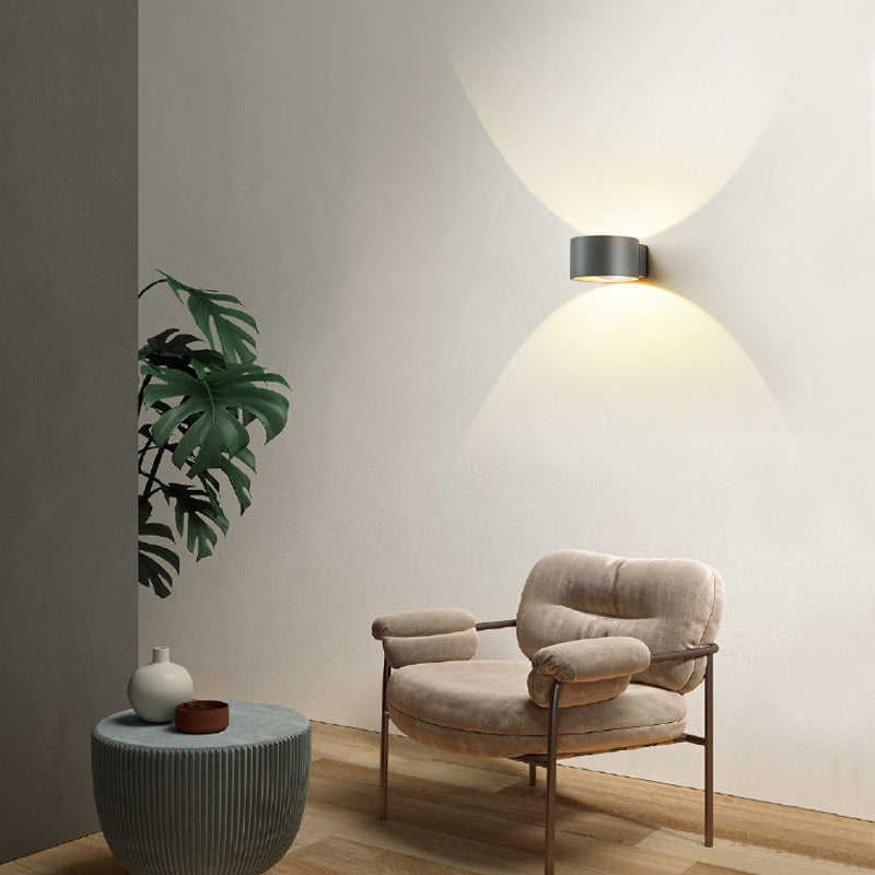 Half Cylinder Metal Wall Light Modern Style 2 Lights Wall Mounted Light Fixture