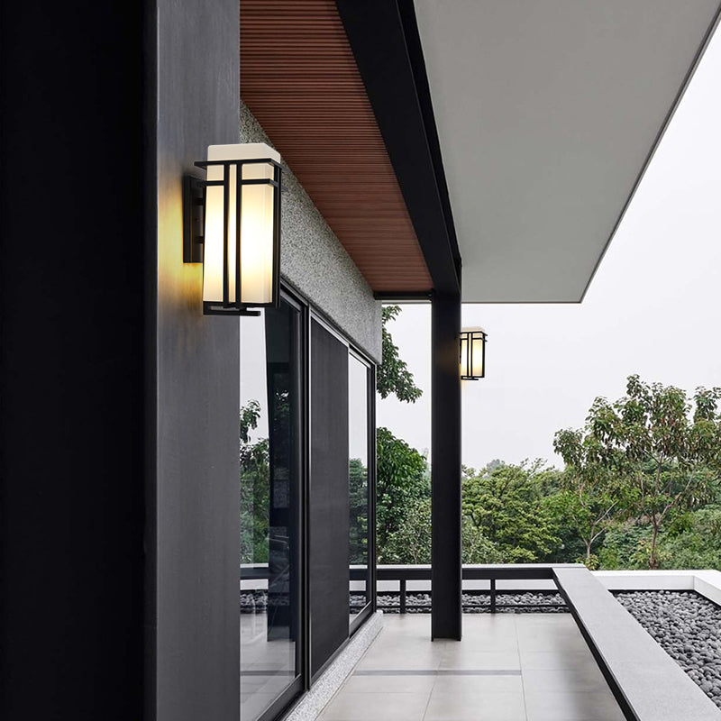 Square Shape Glass Wall Light Modern Style 1 Light Wall Mount Light Fixture in Black