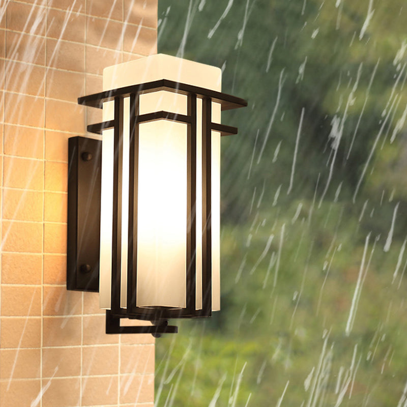Luz de pared de vidrio de forma cuadrada estilo moderno 1 lámpara de montaje de pared ligera en negro