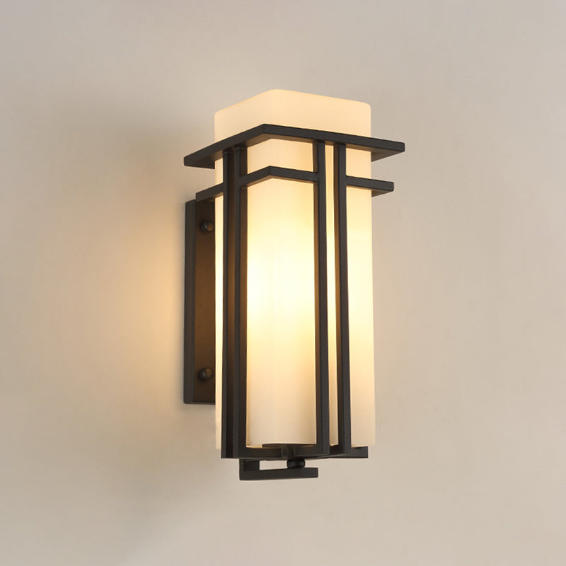 Luz de pared de vidrio de forma cuadrada estilo moderno 1 lámpara de montaje de pared ligera en negro