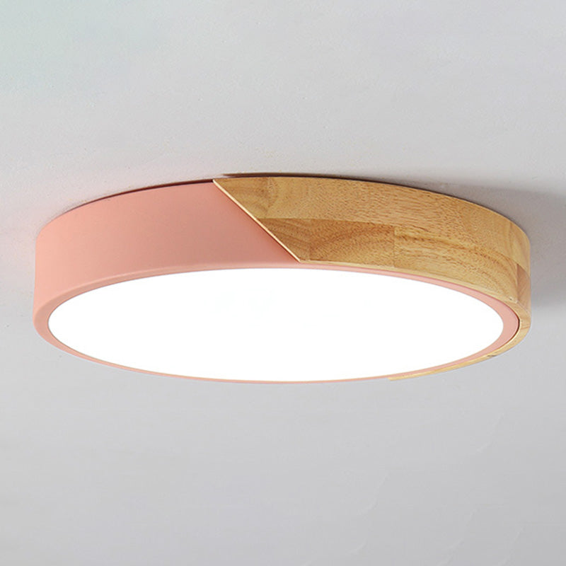 Modern Macaroon Round Shape Ceiling Lamp Iron LED Ceiling Light for Bedroom