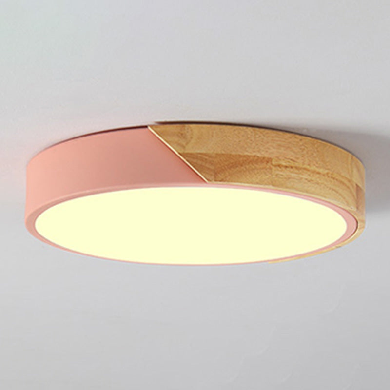 Modern Macaroon Round Shape Ceiling Lamp Iron LED Ceiling Light for Bedroom