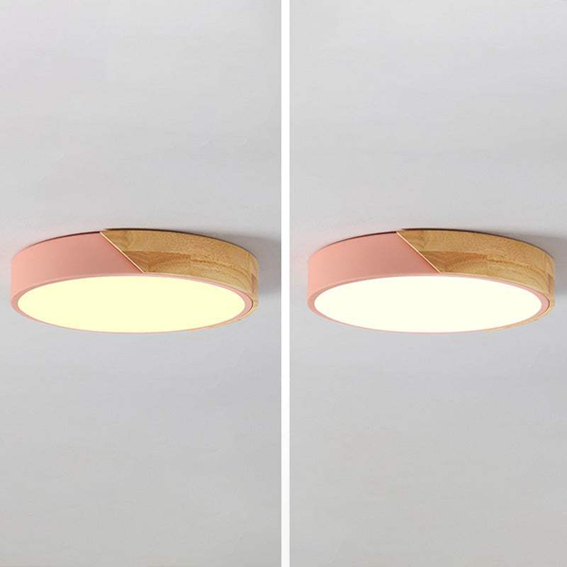 Plafonnier LED de forme ronde macaron moderne, plafonnier en fer pour chambre à coucher
