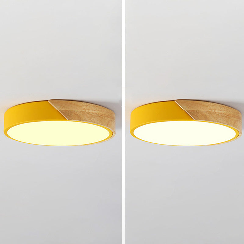 Modern Macaroon Round Shape Ceiling Lamp Iron LED Ceiling Light for Bedroom