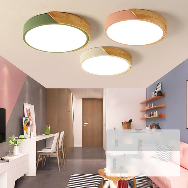 Modern Macaroon Round Shape Ceiling Lamp Iron LED Ceiling Light for Bedroom