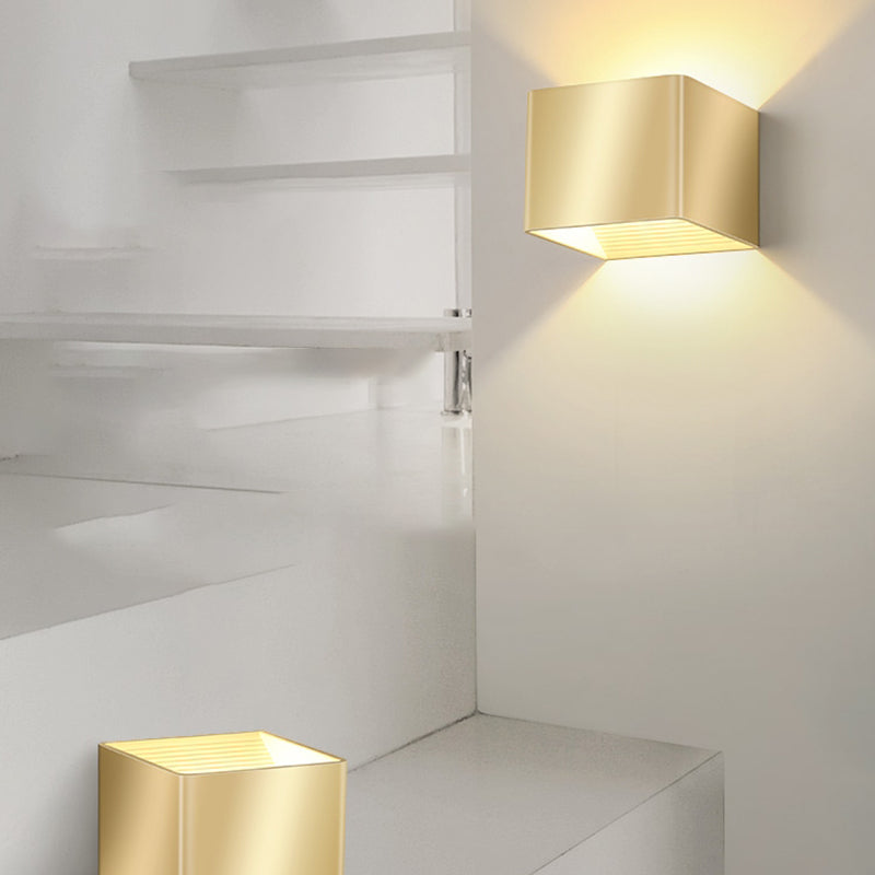 Metal Square Wall Sconces Contemporary Style 2 Lights Wall Washer Sconce