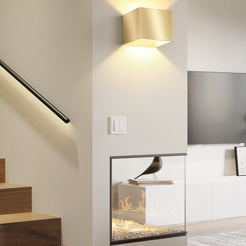 Metal Square Wall Sconces Contemporary Style 2 Lights Wall Washer Sconce