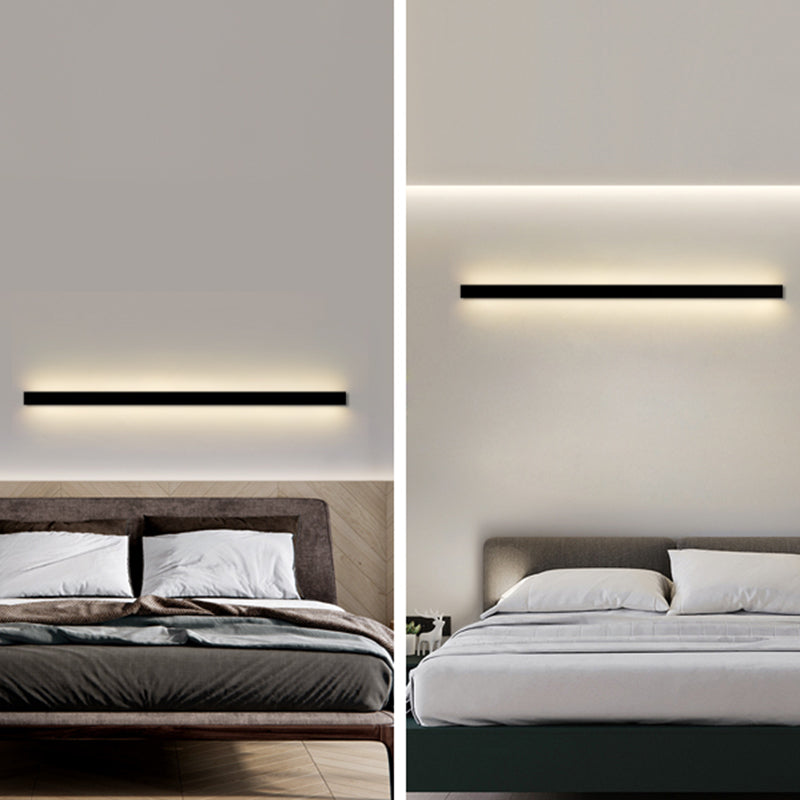 Single Light Linear Metal Wall Light Modern Wall Mounted Light Fixture in Black